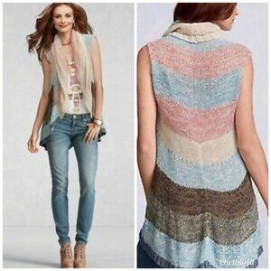 CAbi MultiColor Striped Sleeveless Crochet Cardigan